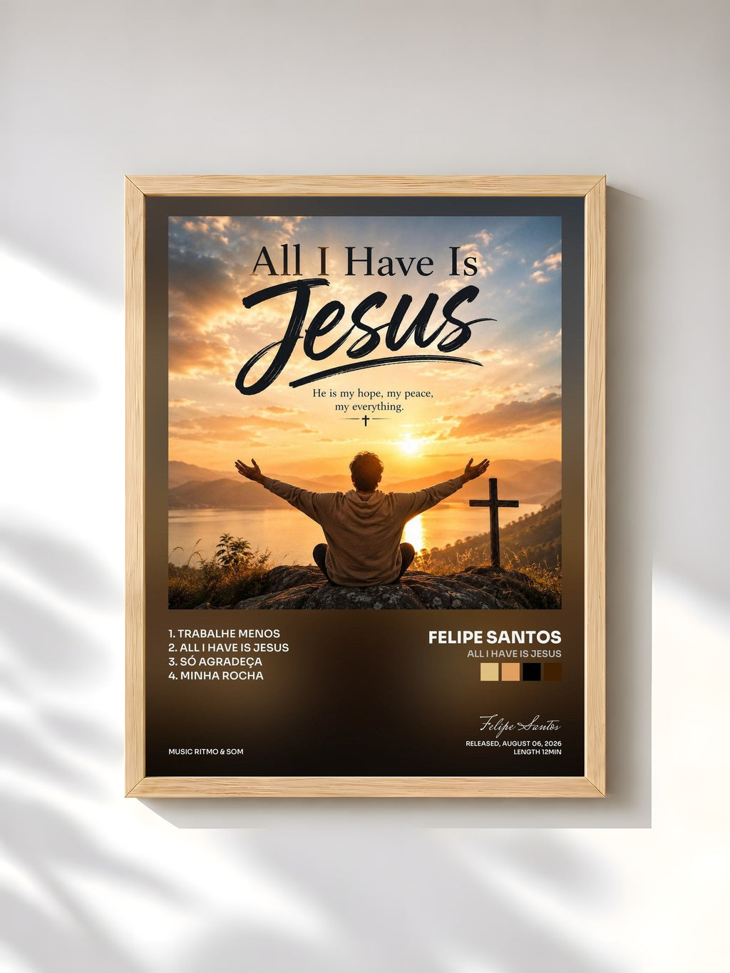#bois Tableau de l'album All I Have Is Jesus de Felipe Santos, cadre en bois brut, imprimé et encadré en France