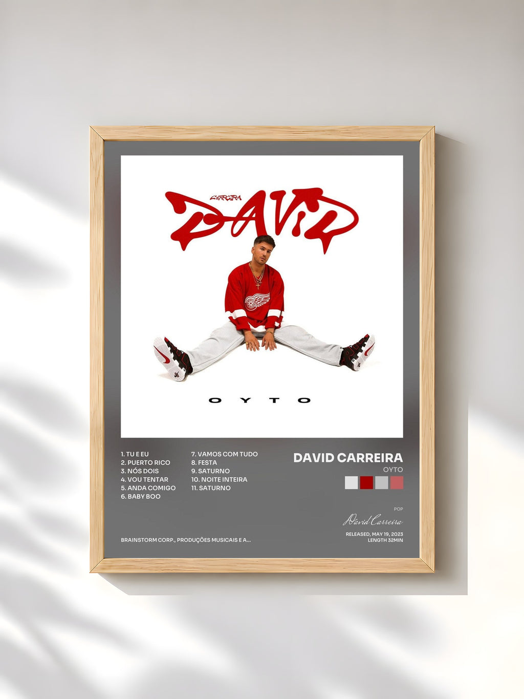 #bois Tableau de l'album OYTO de David Carreira, cadre en bois brut, imprimé et encadré en France