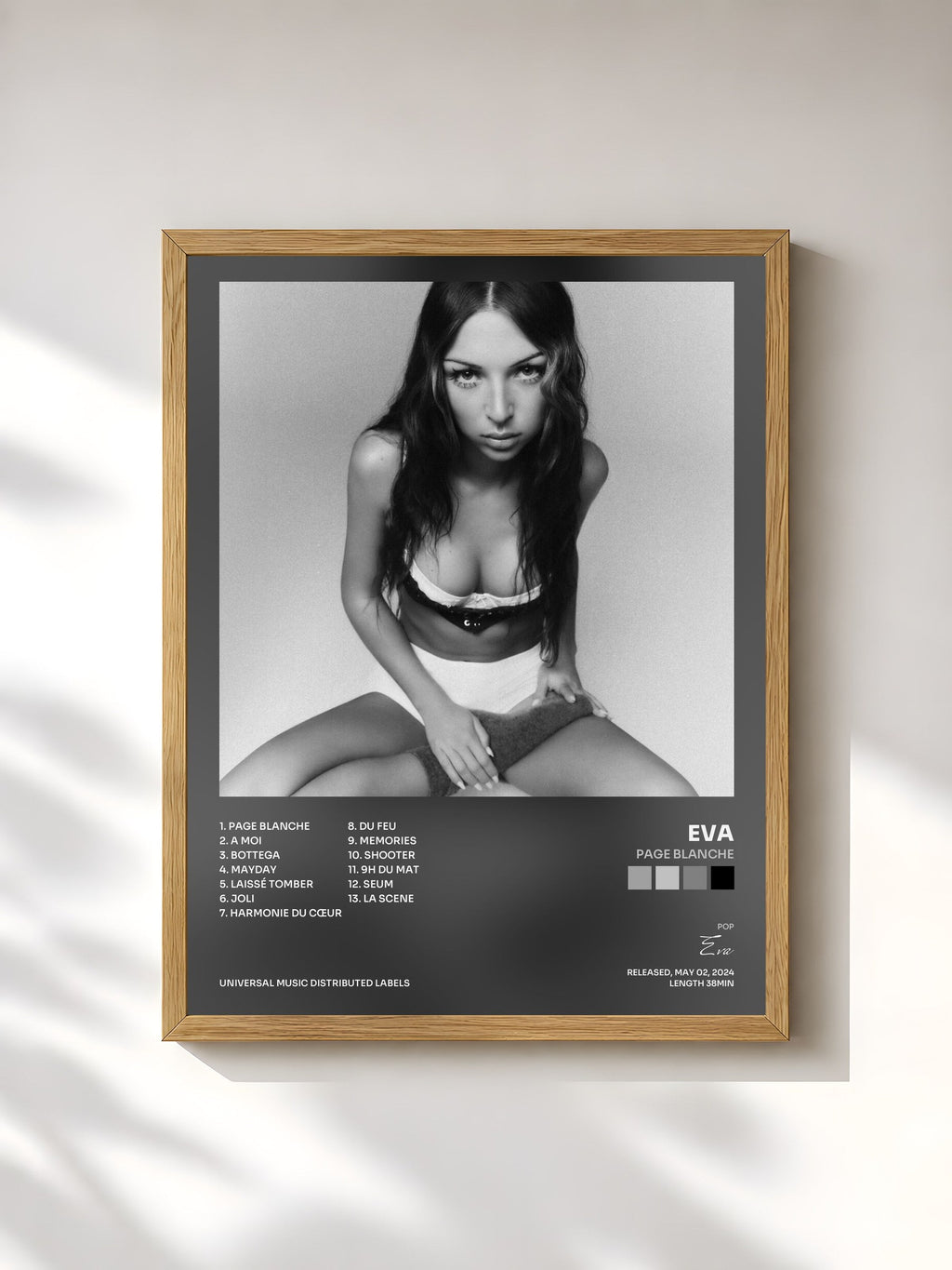 #bois Tableau de l'album Page blanche de Eva, cadre en bois brut, imprimé et encadré en France
