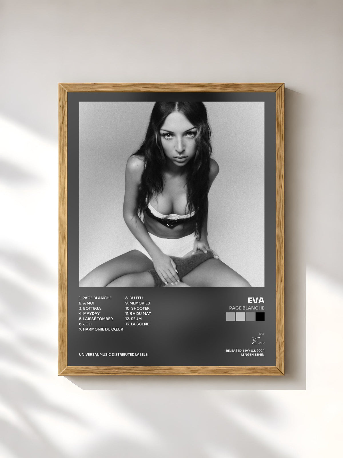 #bois Tableau de l'album Page blanche de Eva, cadre en bois brut, imprimé et encadré en France