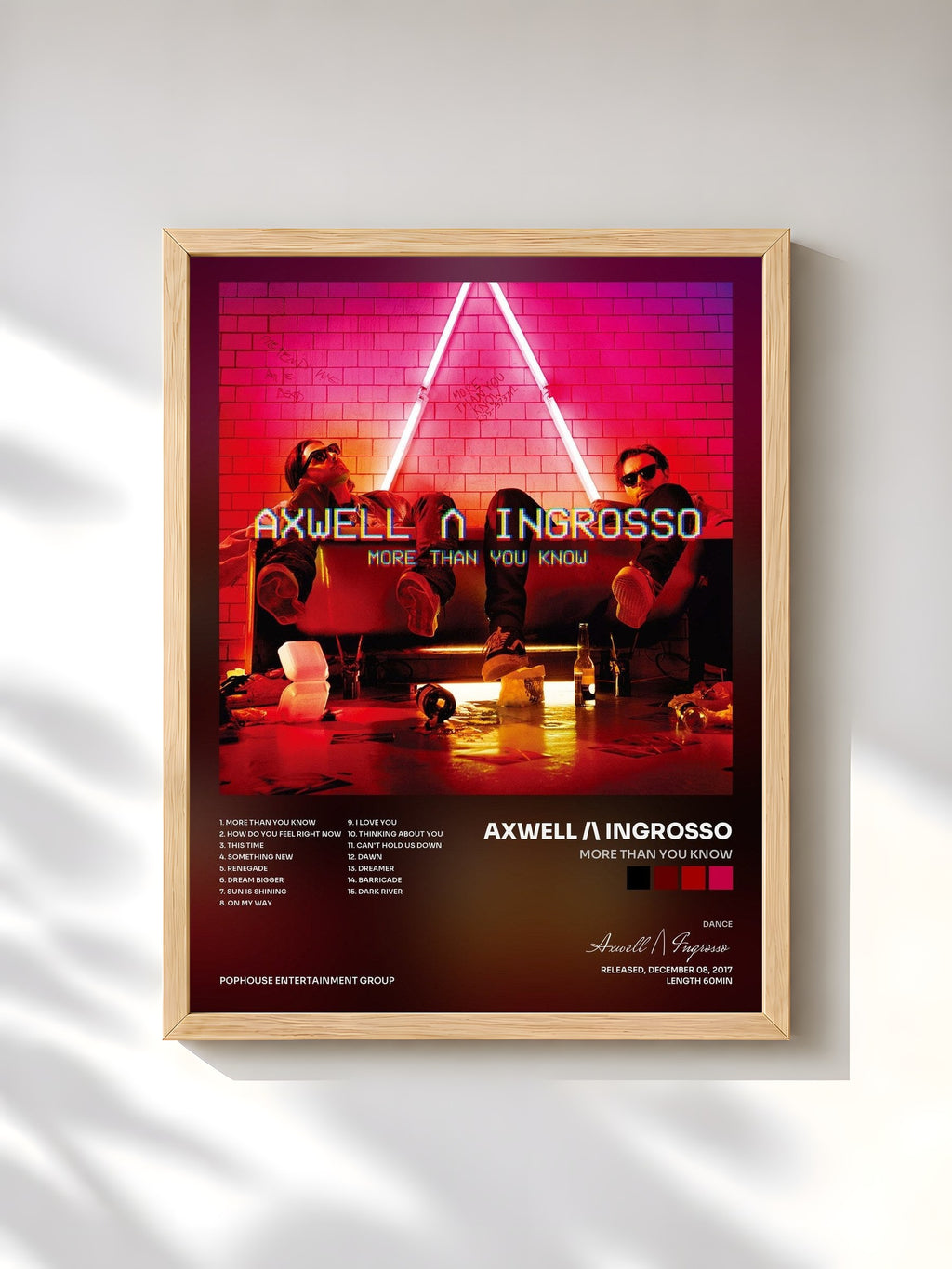 #bois Tableau de l'album More Than You Know de Axwell /\ Ingrosso, cadre en bois brut, imprimé et encadré en France