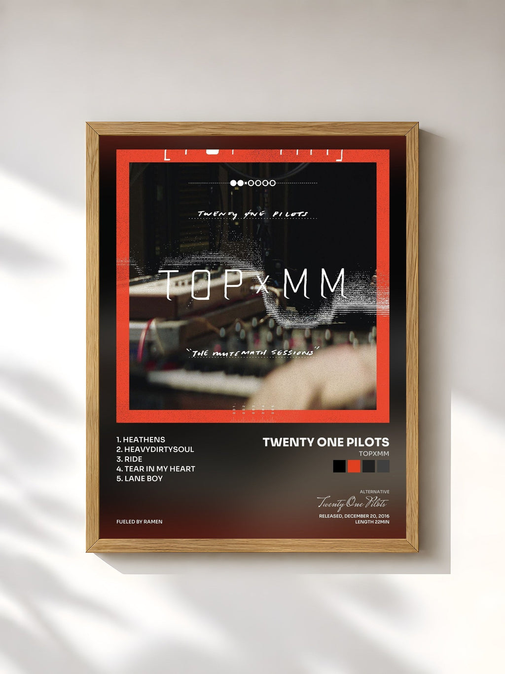 #bois Tableau de l'album TOPxMM de Twenty One Pilots, cadre en bois brut, imprimé et encadré en France