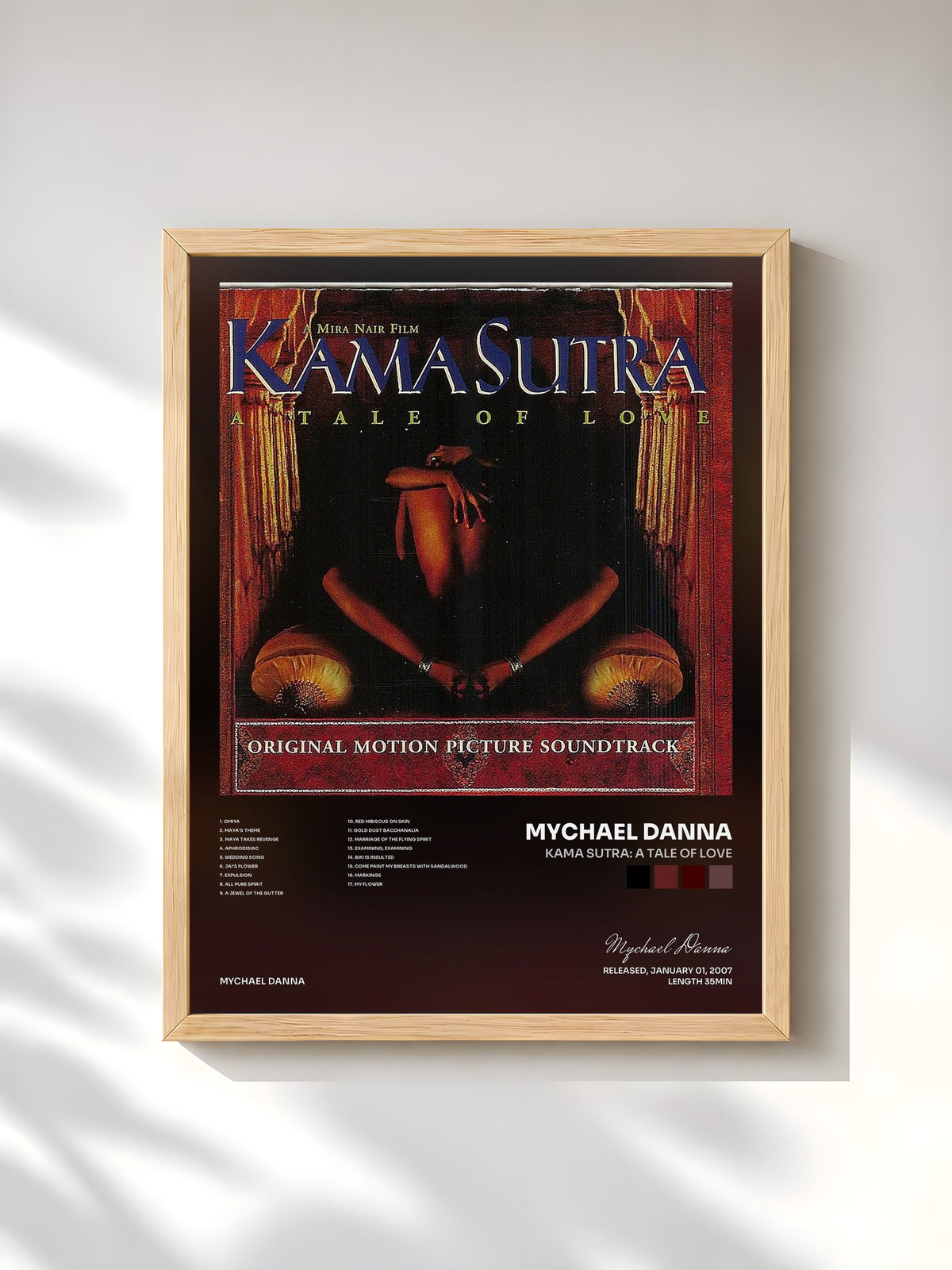 #bois Tableau de l'album Kama Sutra: A Tale Of Love de Mychael Danna, cadre en bois brut, imprimé et encadré en France