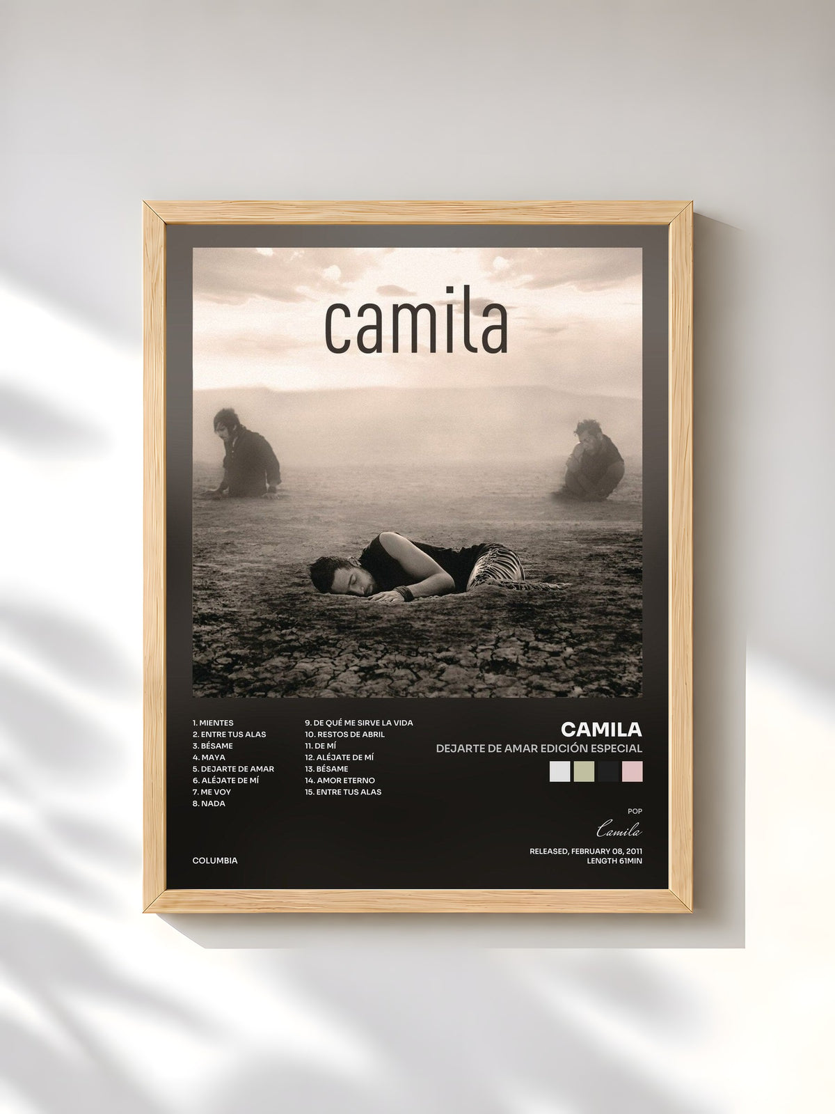 #bois Tableau de l'album Dejarte De Amar Edición Especial de Camila, cadre en bois brut, imprimé et encadré en France