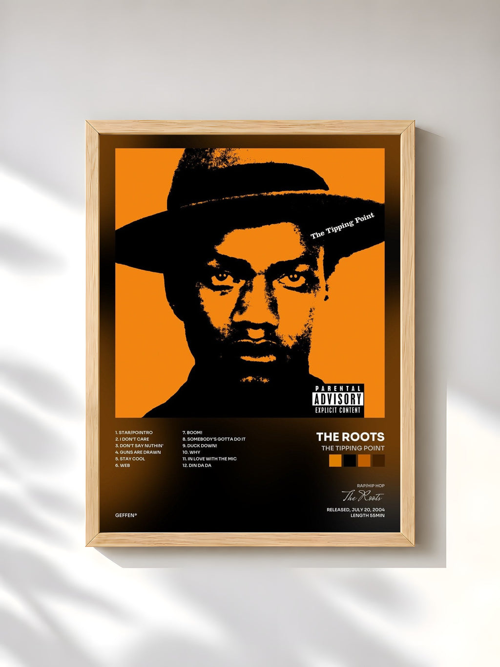 #bois Tableau de l'album The Tipping Point de The Roots, cadre en bois brut, imprimé et encadré en France