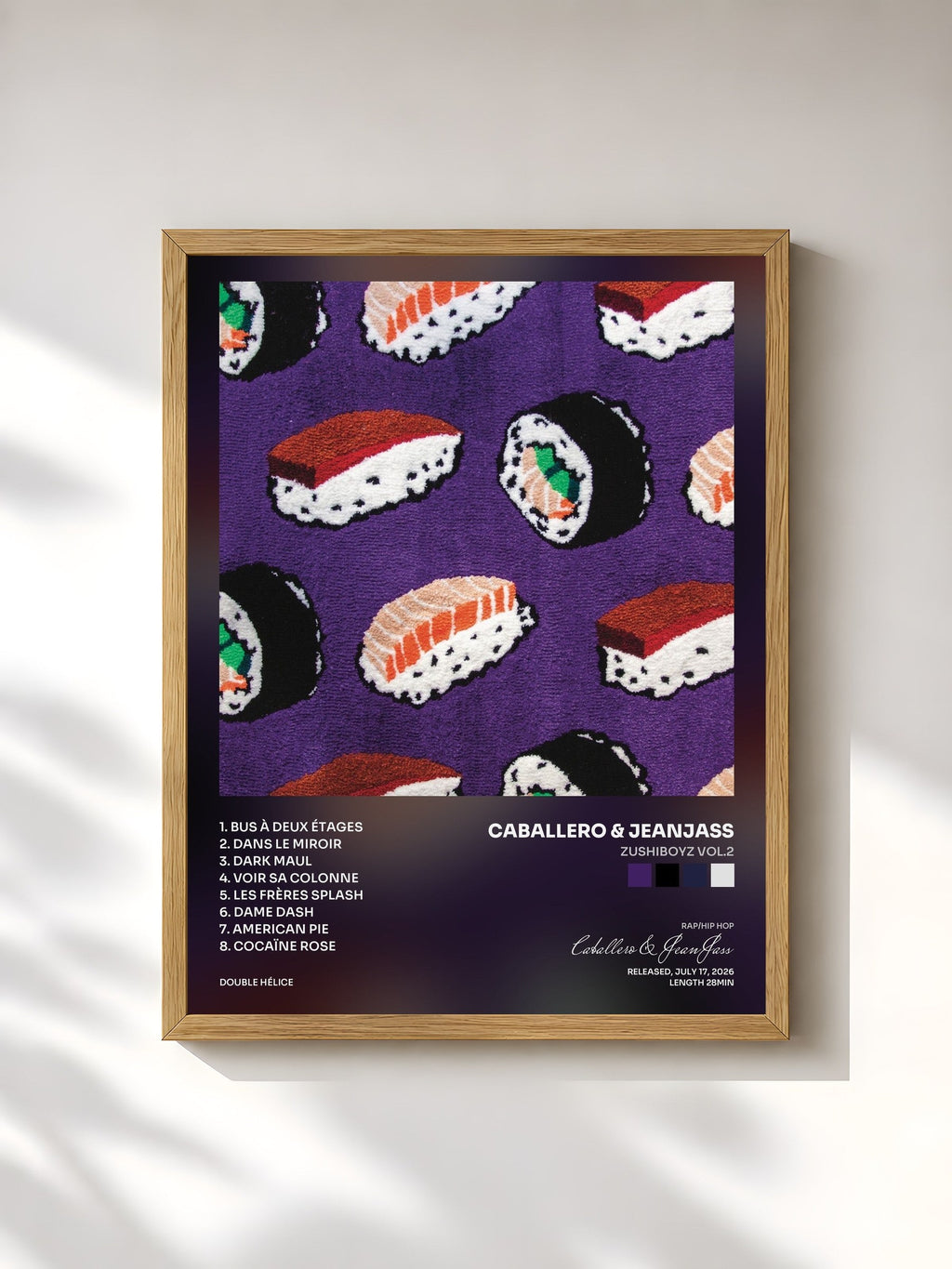 #bois Tableau de l'album ZushiBoyz vol.2 de Caballero & JeanJass, cadre en bois brut, imprimé et encadré en France