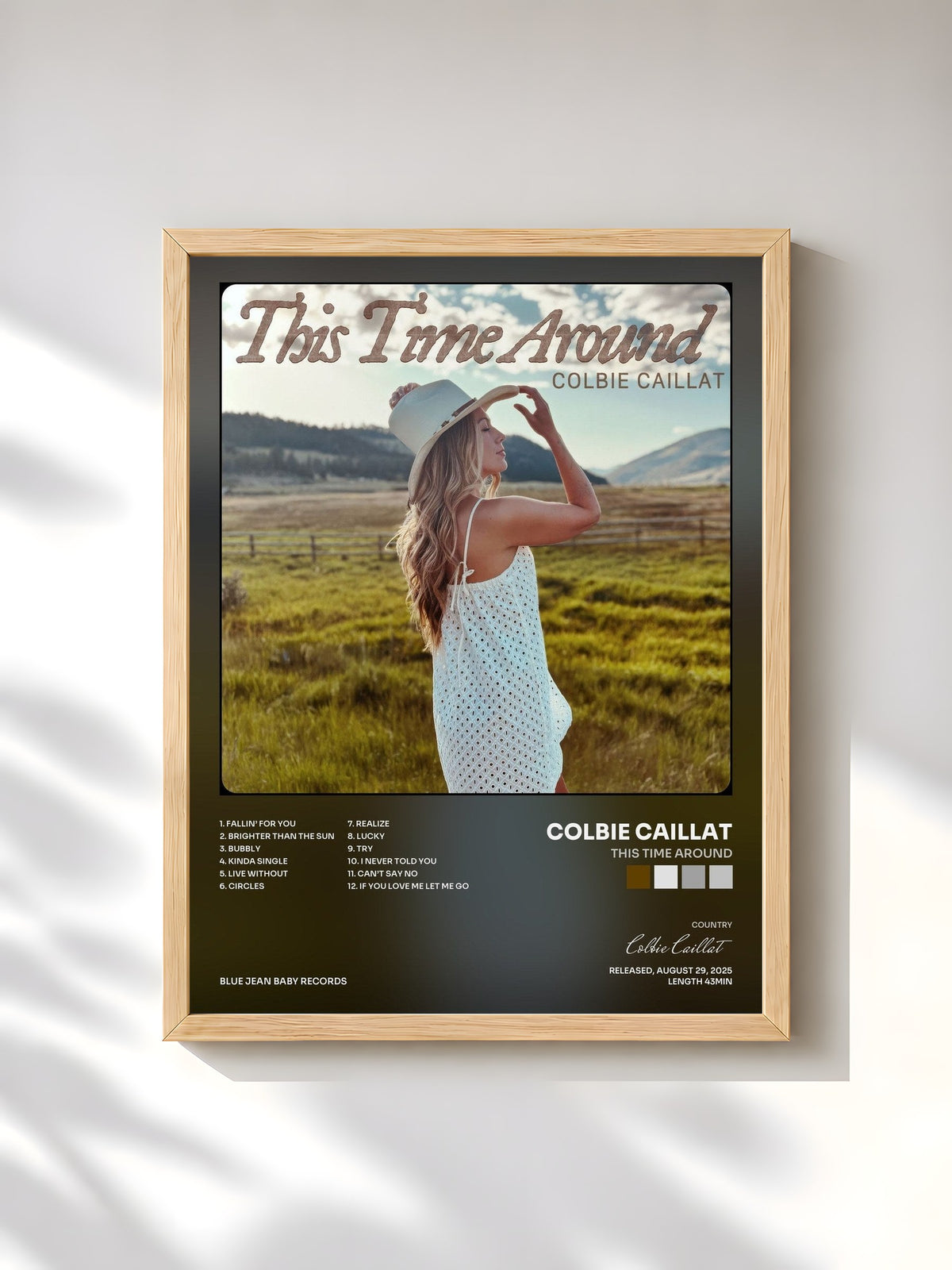 #bois Tableau de l'album This Time Around de Colbie Caillat, cadre en bois brut, imprimé et encadré en France