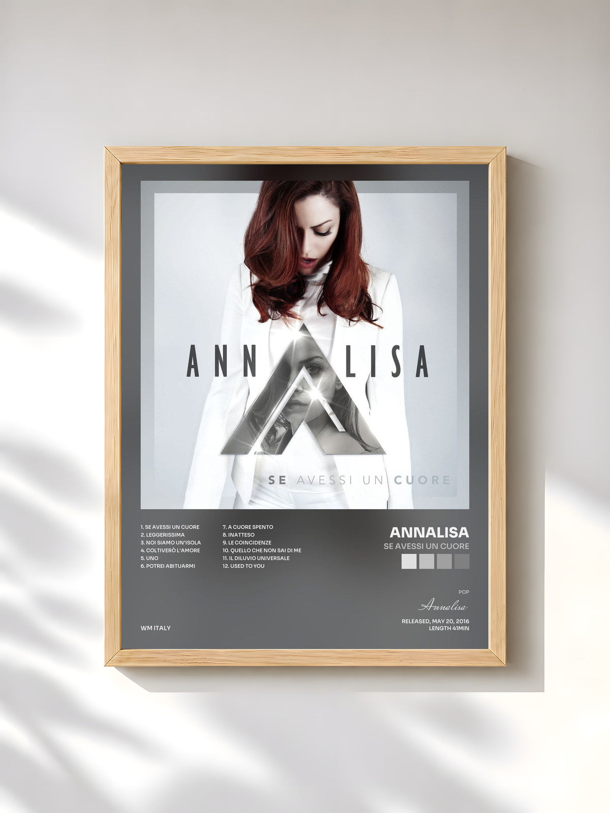 #bois Tableau de l'album Se avessi un cuore de Annalisa, cadre en bois brut, imprimé et encadré en France