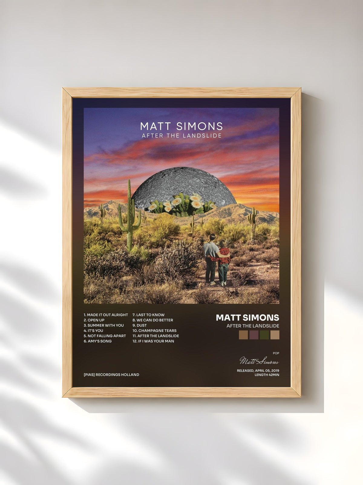 #bois Tableau de l'album After The Landslide de Matt Simons, cadre en bois brut, imprimé et encadré en France