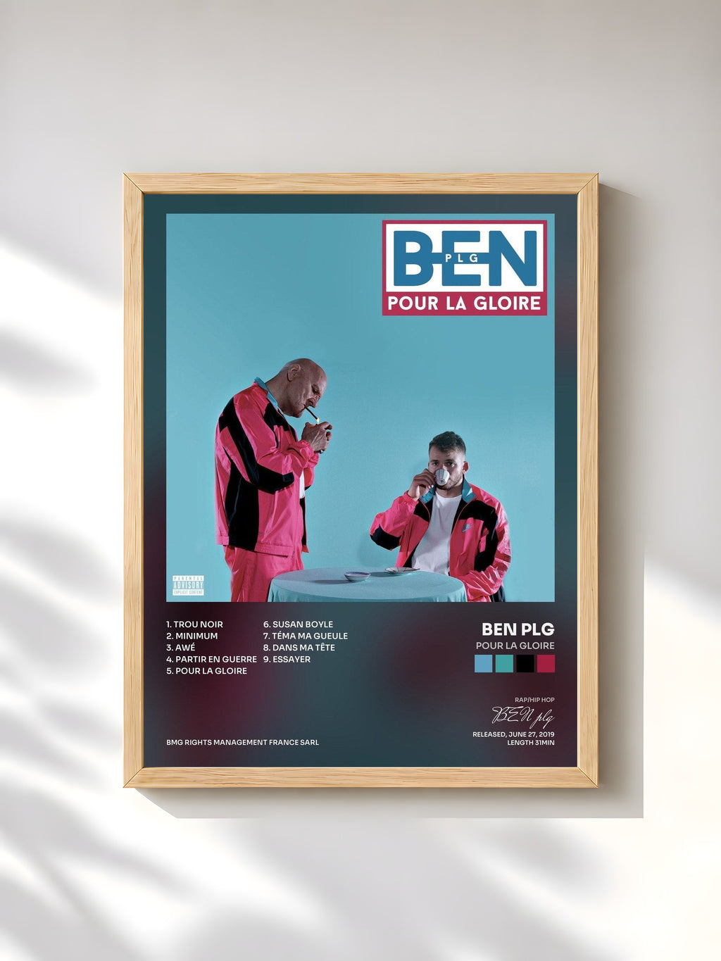 #bois Tableau de l'album Pour la gloire de BEN plg, cadre en bois brut, imprimé et encadré en France