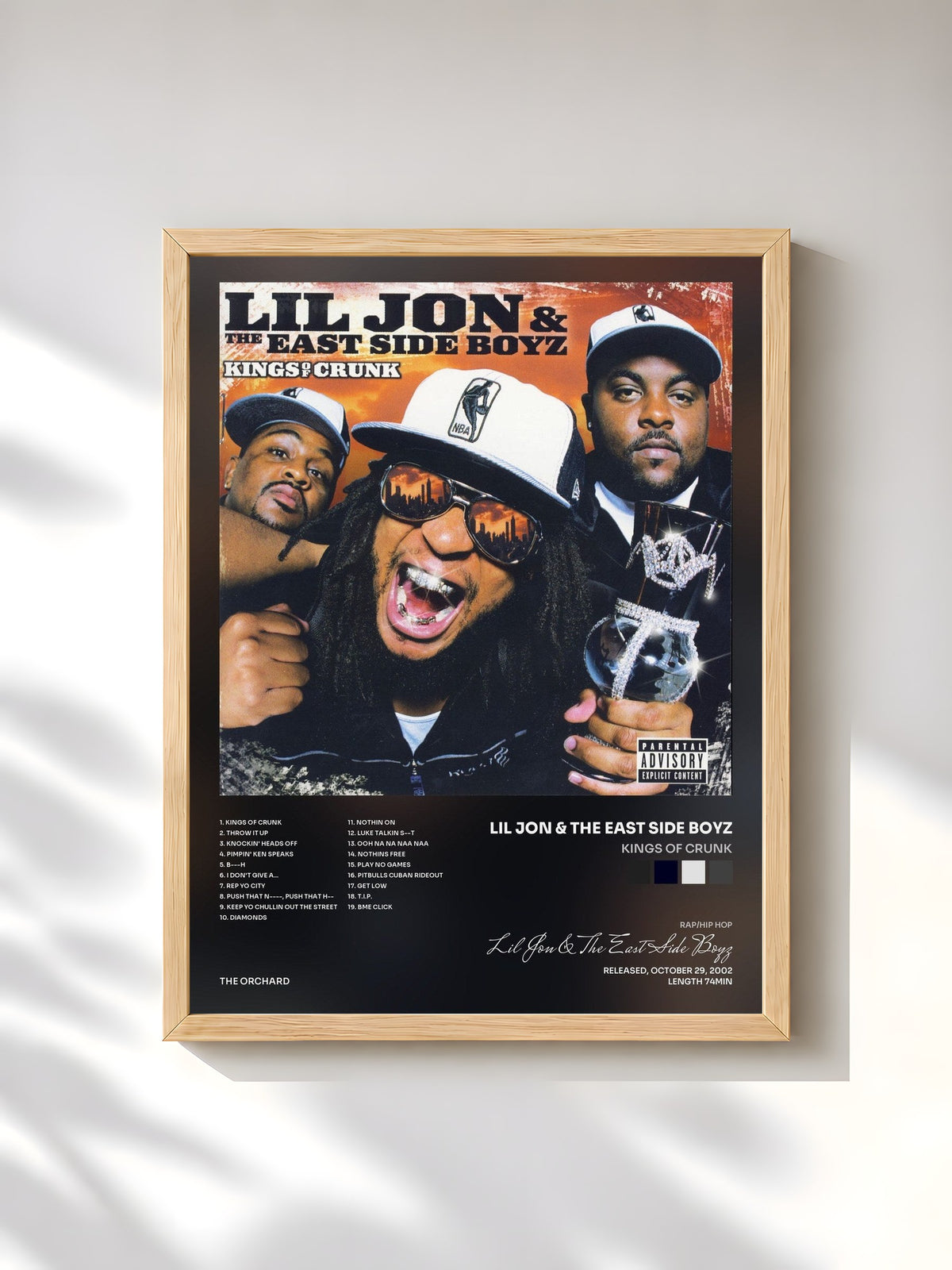 #bois Tableau de l'album Kings Of Crunk de Lil Jon & The East Side Boyz, cadre en bois brut, imprimé et encadré en France