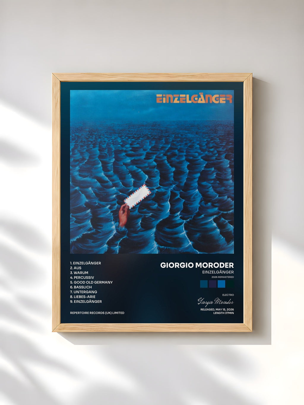 #bois Tableau de l'album Einzelgänger (2026 Remastered) de Giorgio Moroder, cadre en bois brut, imprimé et encadré en France