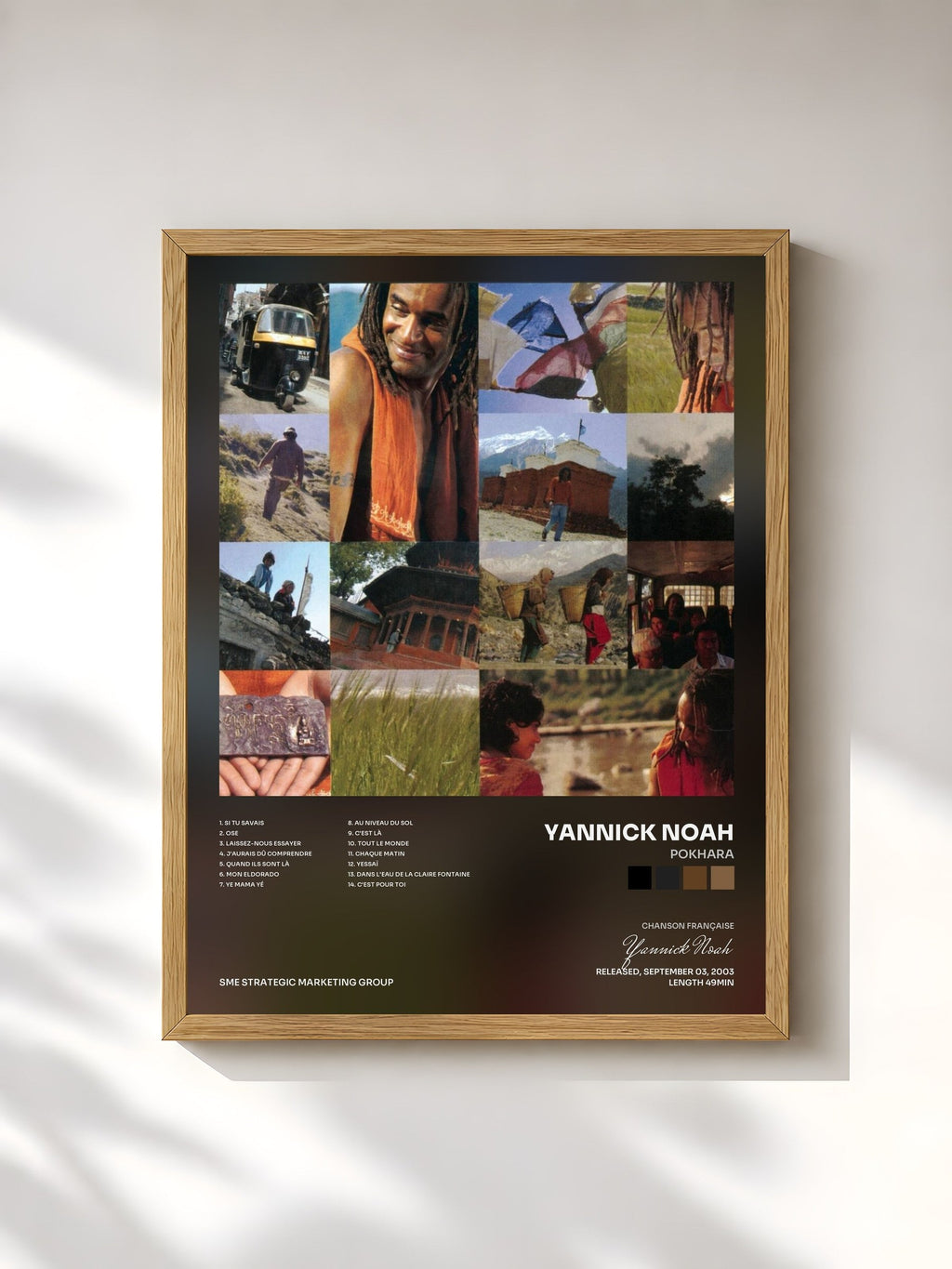 #bois Tableau de l'album Pokhara de Yannick Noah, cadre en bois brut, imprimé et encadré en France