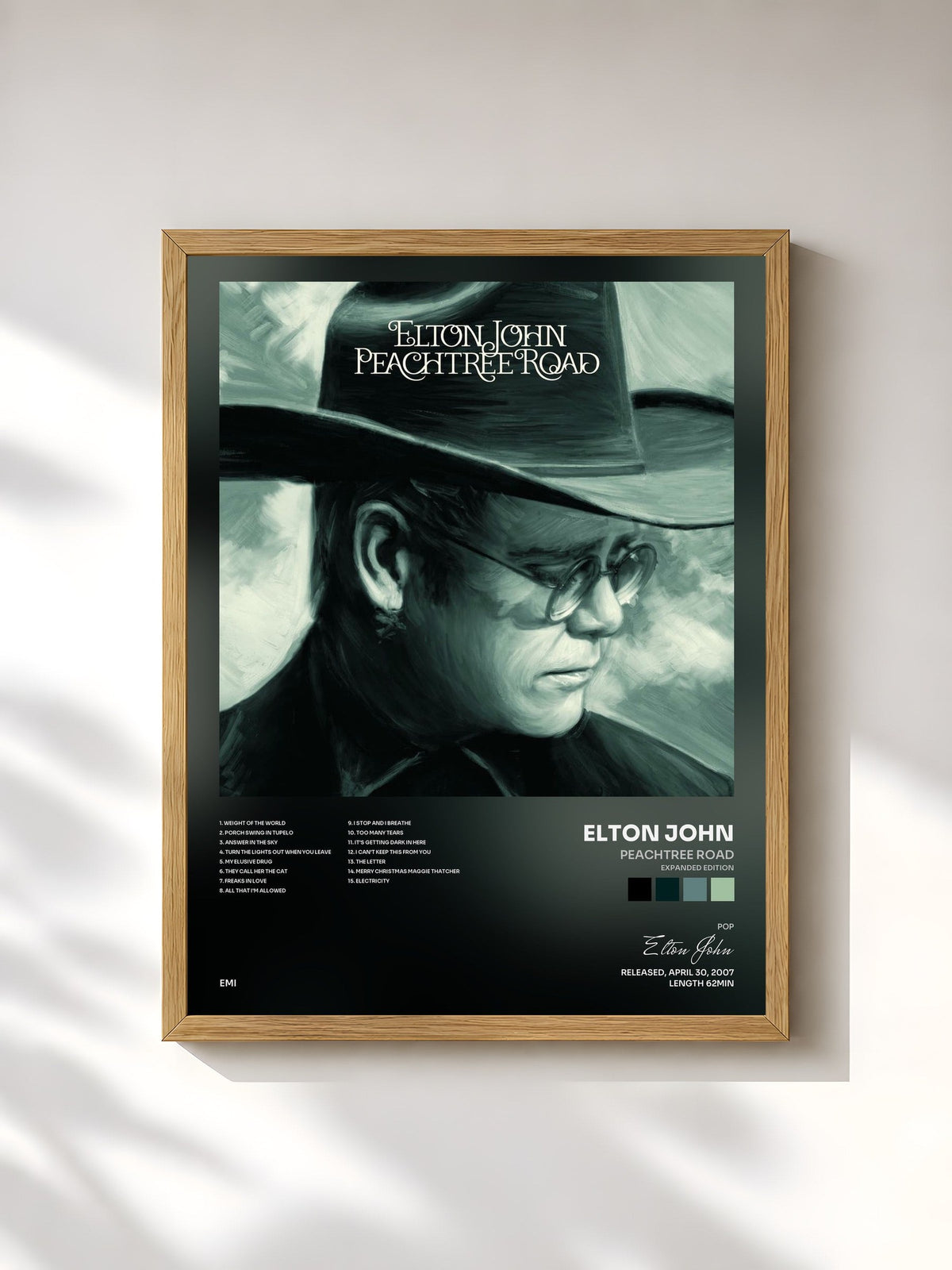 #bois Tableau de l'album Peachtree Road (Expanded Edition) de Elton John, cadre en bois brut, imprimé et encadré en France