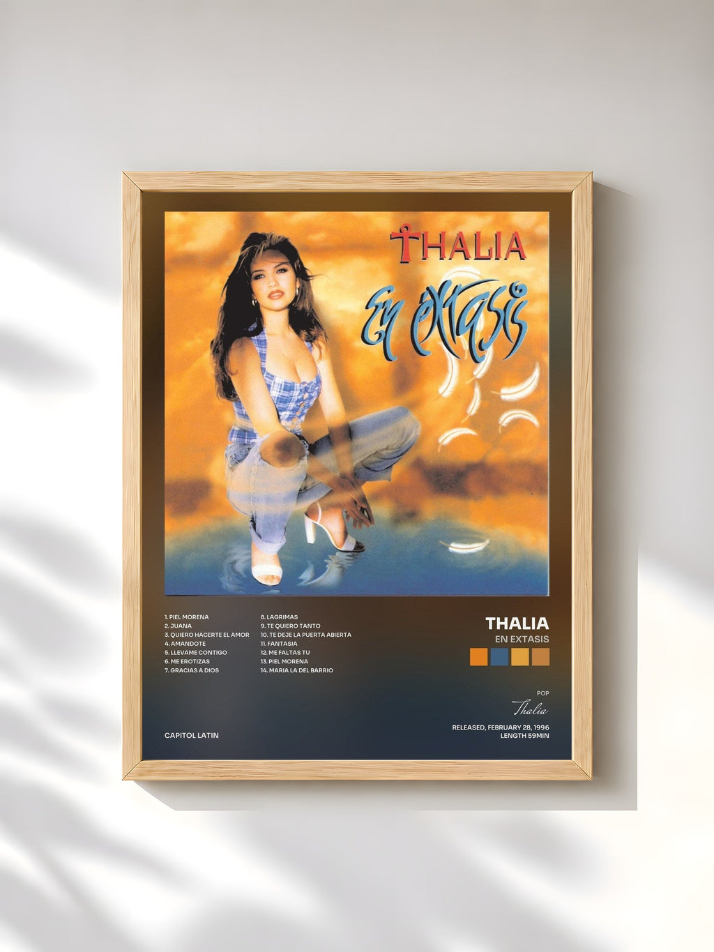 #bois Tableau de l'album En Extasis de Thalia, cadre en bois brut, imprimé et encadré en France