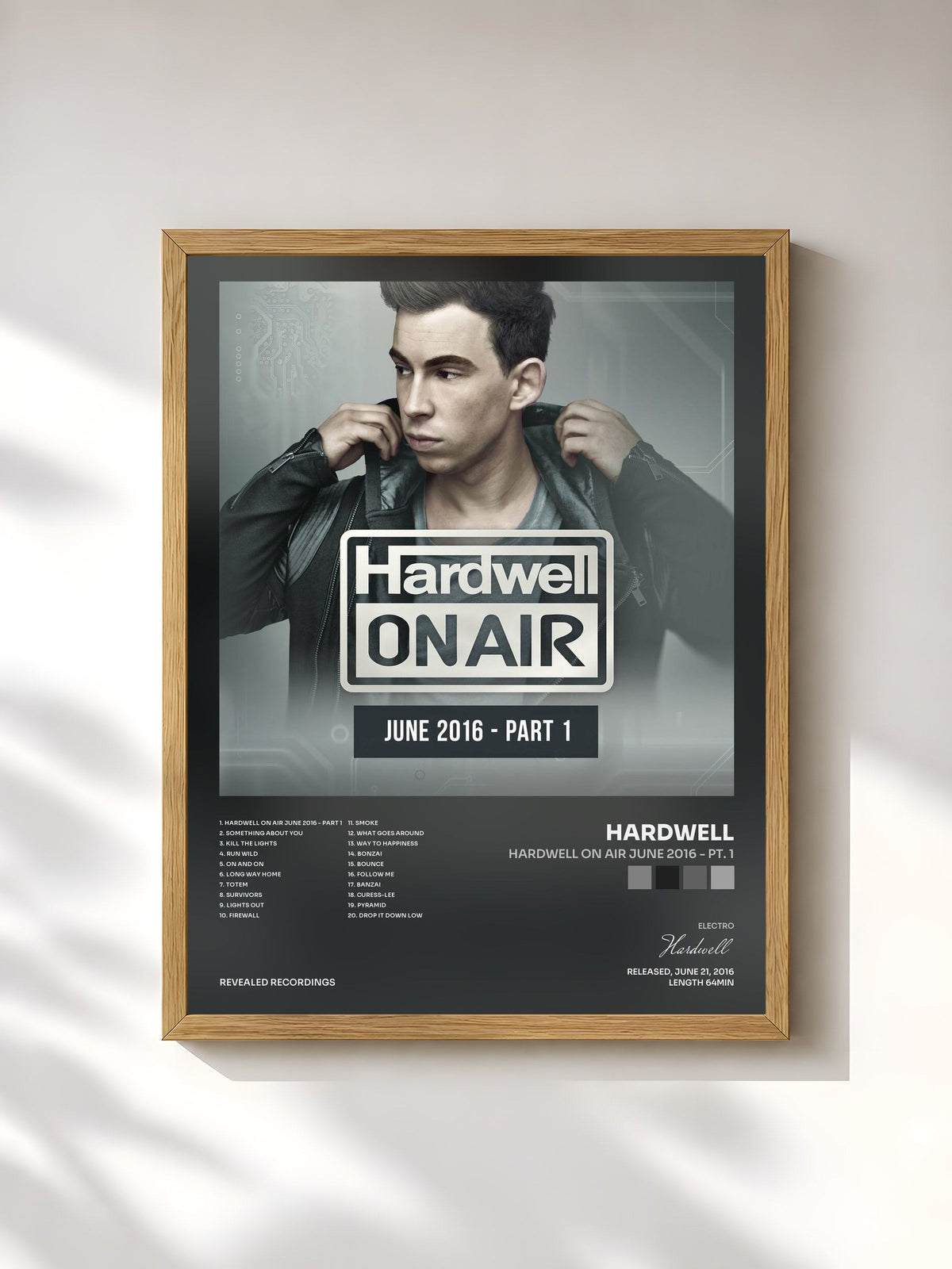 #bois Tableau de l'album Hardwell On Air June 2016 - Pt. 1 de Hardwell, cadre en bois brut, imprimé et encadré en France