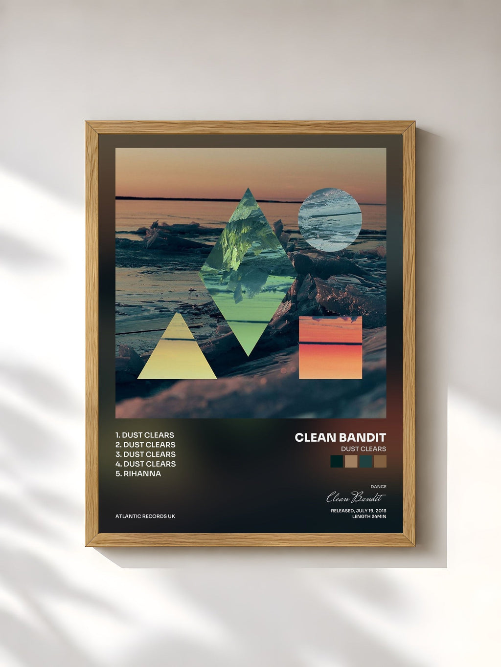 #bois Tableau de l'album Dust Clears de Clean Bandit, cadre en bois brut, imprimé et encadré en France