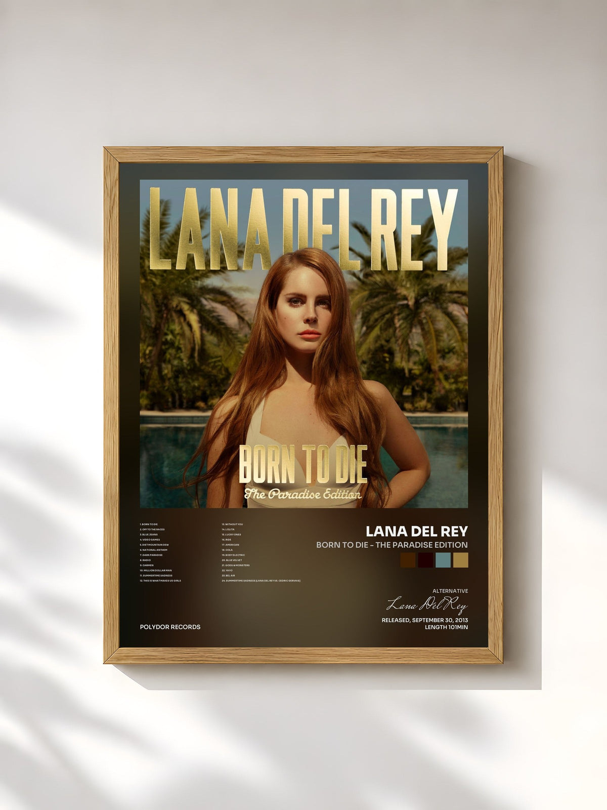 #bois Tableau de l'album Born To Die - The Paradise Edition de Lana Del Rey, cadre en bois brut, imprimé et encadré en France
