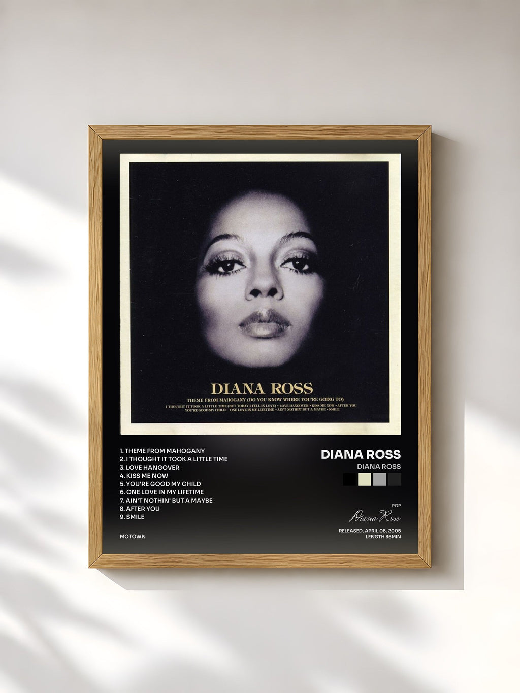 #bois Tableau de l'album Diana Ross de Diana Ross, cadre en bois brut, imprimé et encadré en France