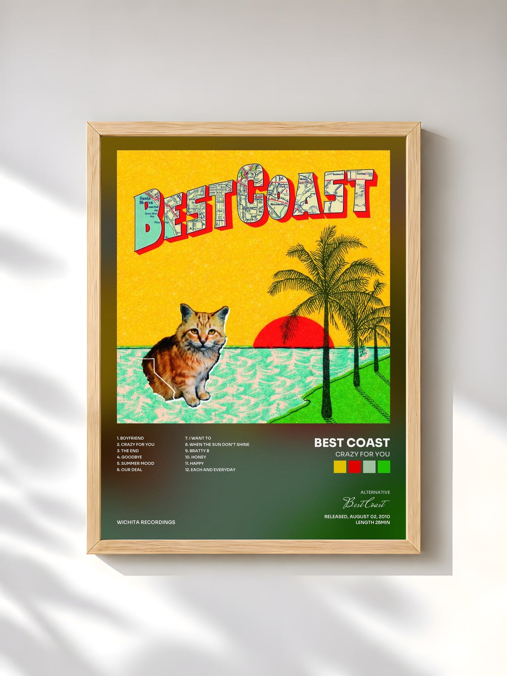 #bois Tableau de l'album Crazy For You de Best Coast, cadre en bois brut, imprimé et encadré en France