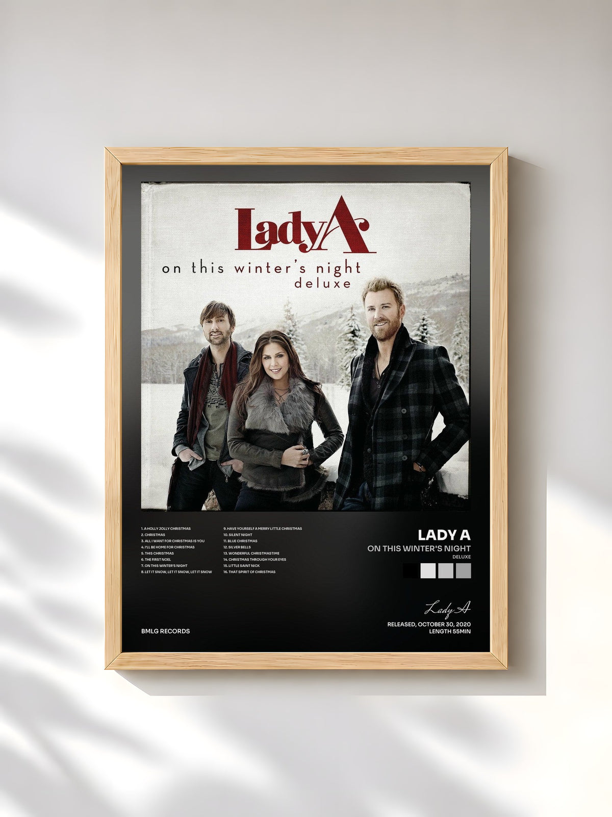 #bois Tableau de l'album On This Winter's Night (Deluxe) de Lady A, cadre en bois brut, imprimé et encadré en France