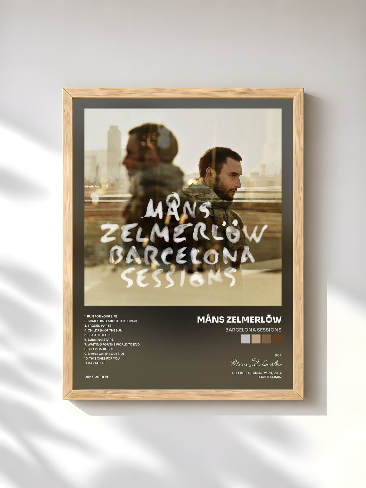 #bois Tableau de l'album Barcelona Sessions de Måns Zelmerlöw, cadre en bois brut, imprimé et encadré en France