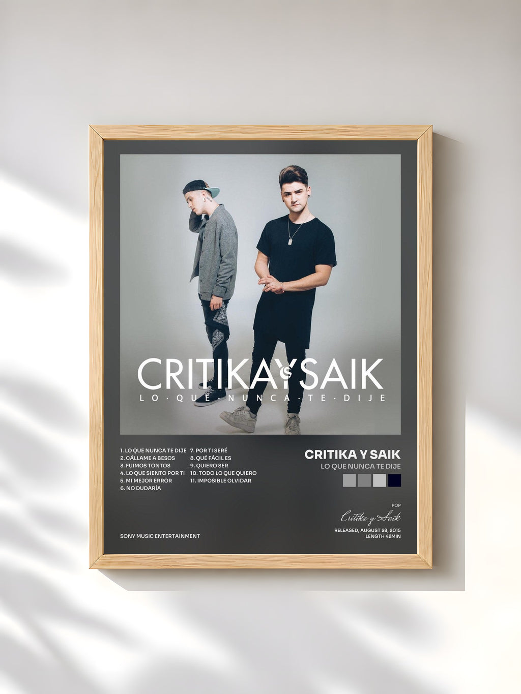 #bois Tableau de l'album Lo Que Nunca Te Dije de Critika y Saik, cadre en bois brut, imprimé et encadré en France