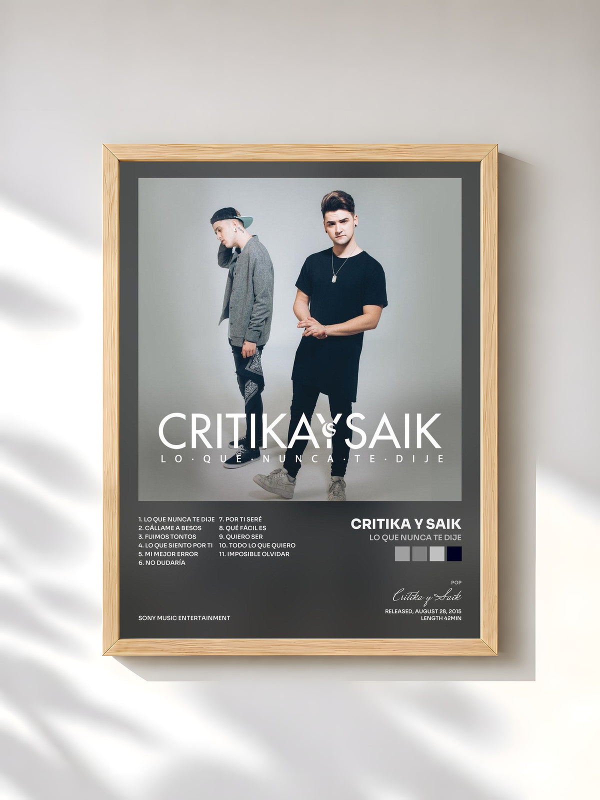 #bois Tableau de l'album Lo Que Nunca Te Dije de Critika y Saik, cadre en bois brut, imprimé et encadré en France
