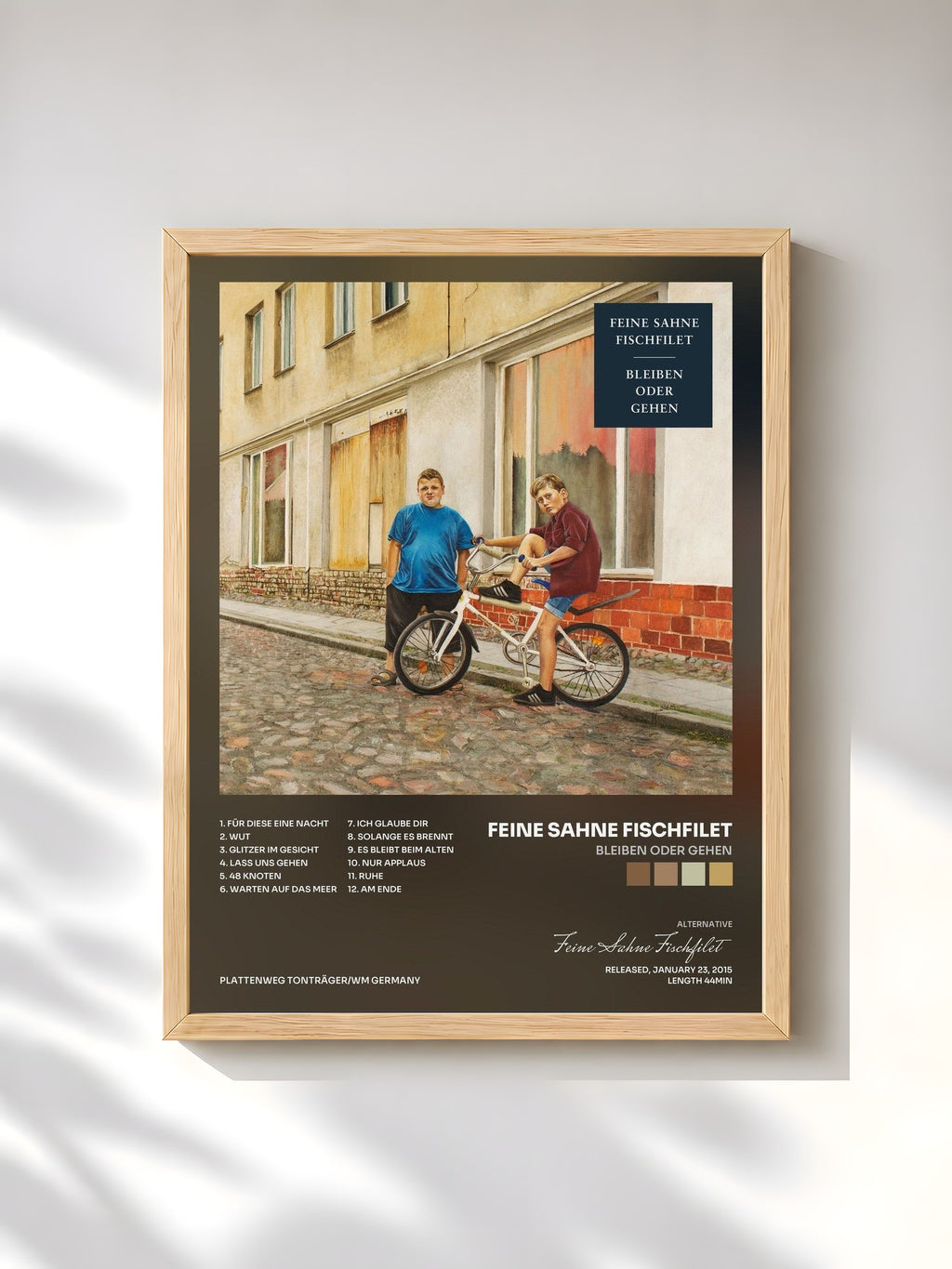 #bois Tableau de l'album Bleiben oder gehen de Feine Sahne Fischfilet, cadre en bois brut, imprimé et encadré en France