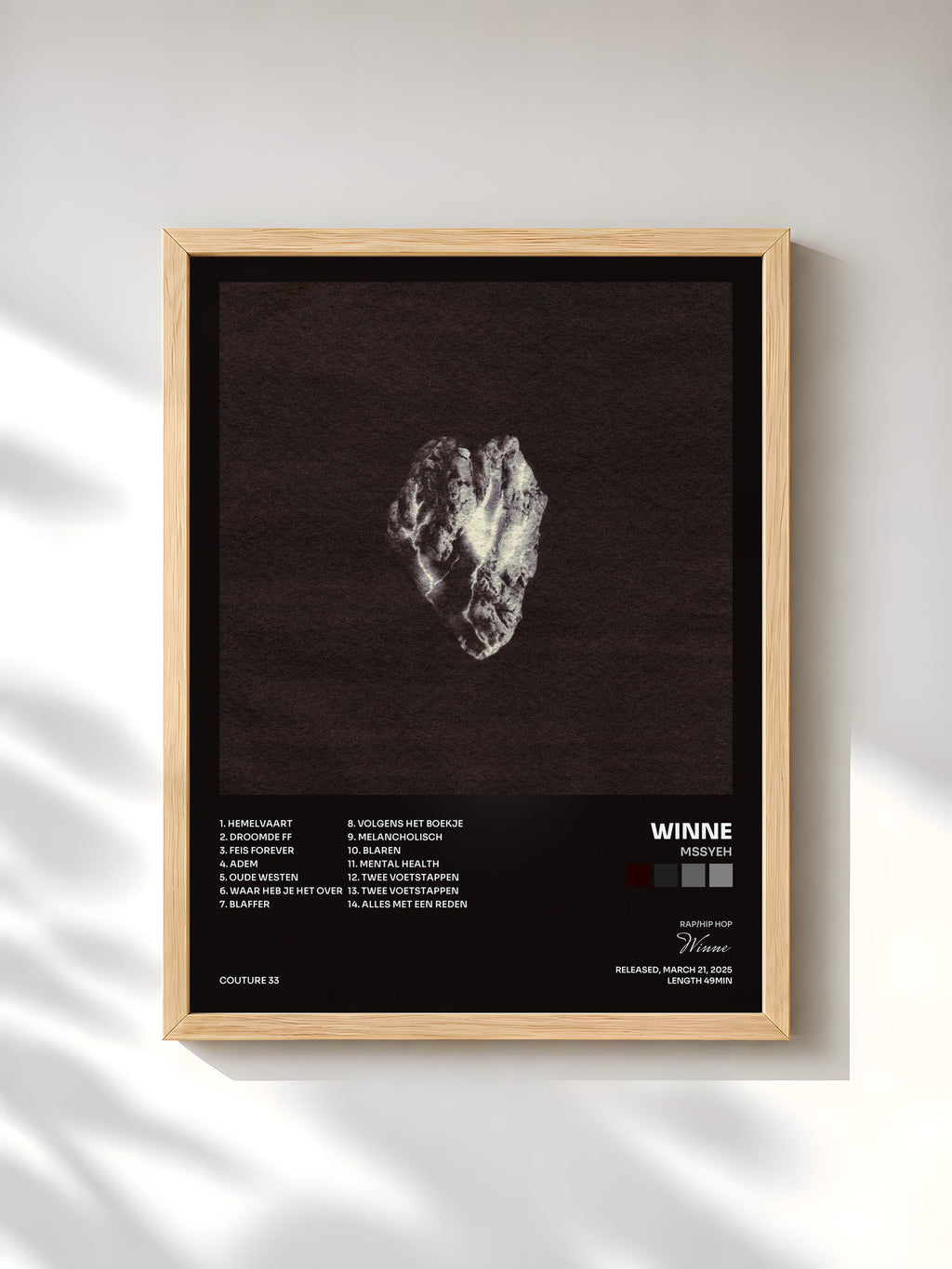 #bois Tableau de l'album Mssyeh de Winne, cadre en bois brut, imprimé et encadré en France