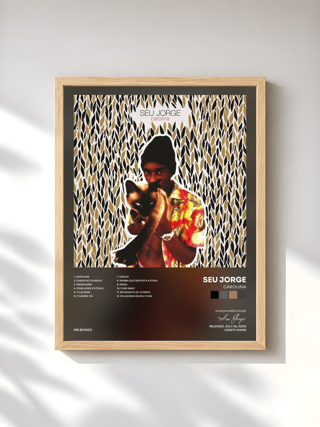 #bois Tableau de l'album Carolina de Seu Jorge, cadre en bois brut, imprimé et encadré en France