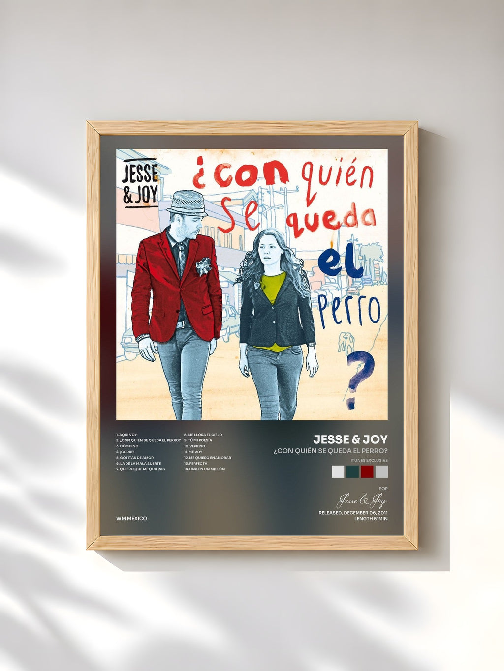 #bois Tableau de l'album ¿Con Quién Se Queda El Perro? (iTunes Exclusive) de Jesse & Joy, cadre en bois brut, imprimé et encadré en France