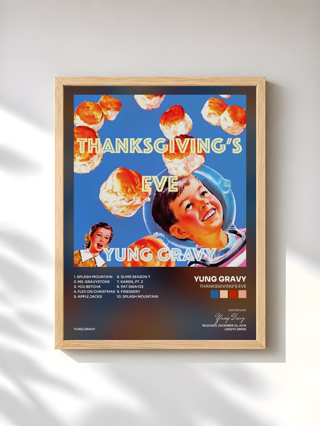 #bois Tableau de l'album Thanksgiving's Eve de Yung Gravy, cadre en bois brut, imprimé et encadré en France