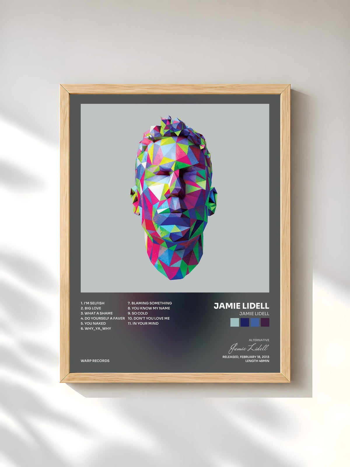 #bois Tableau de l'album Jamie Lidell de Jamie Lidell, cadre en bois brut, imprimé et encadré en France