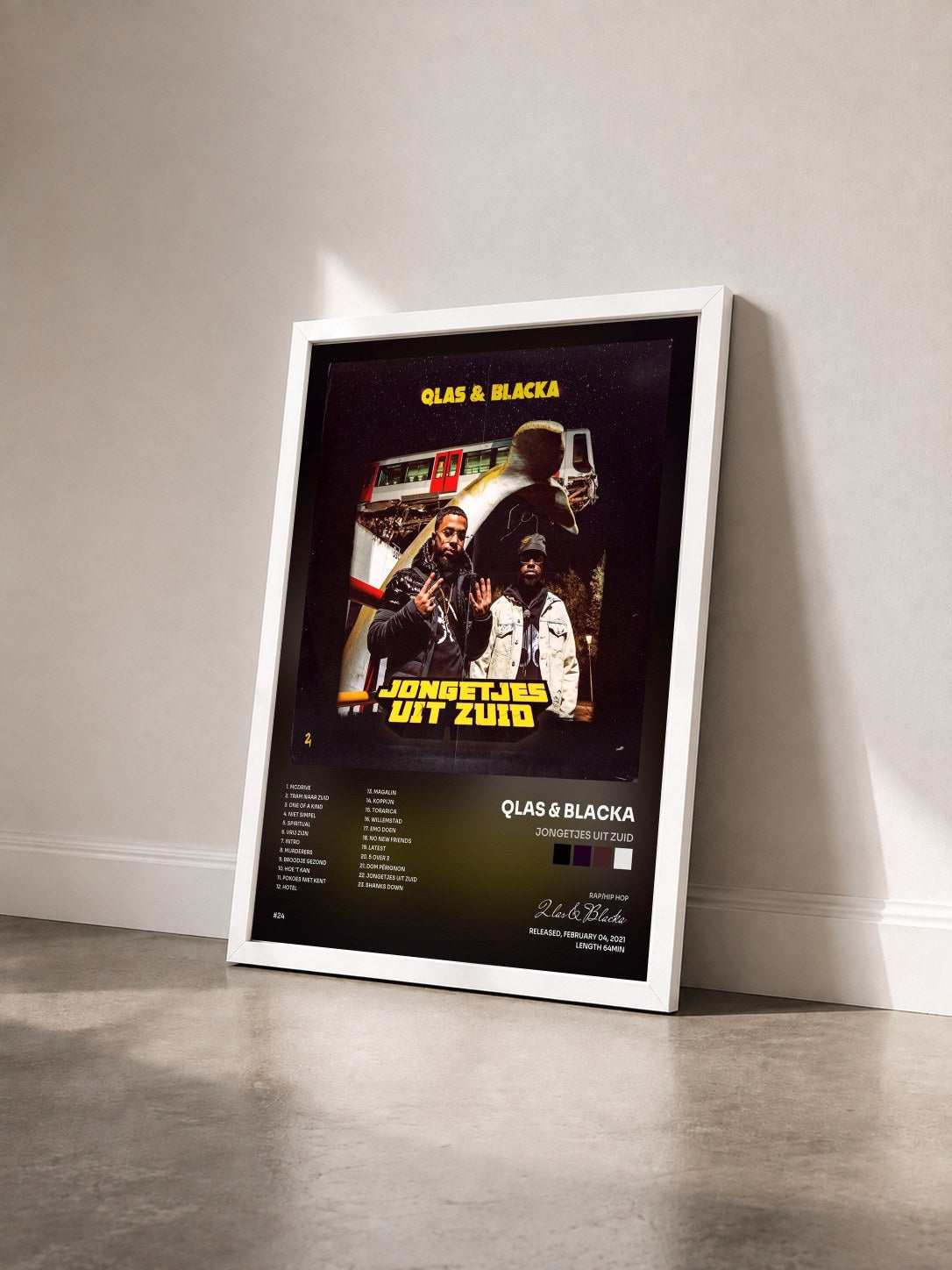 #blanc Tableau de l'album Jongetjes Uit Zuid de Qlas & Blacka vu de trois quarts, cadre blanc