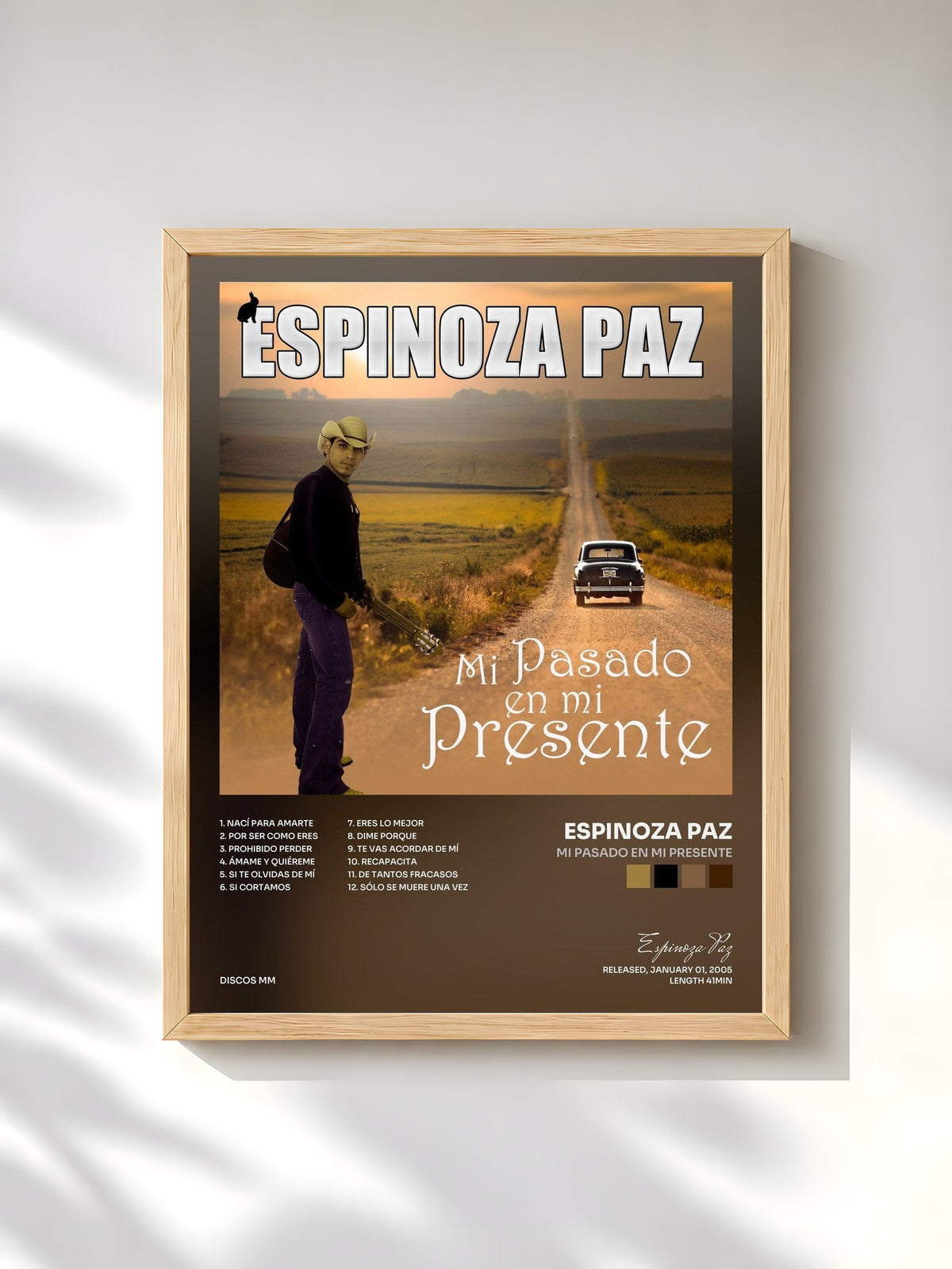 #bois Tableau de l'album Mi Pasado en Mi Presente de Espinoza Paz, cadre en bois brut, imprimé et encadré en France