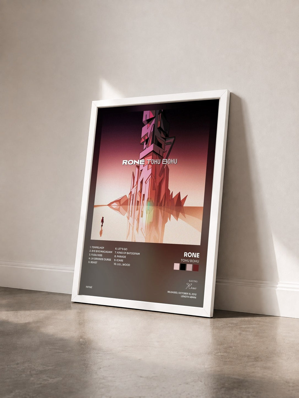 #blanc Tableau de l'album Tohu Bohu de Rone vu de trois quarts, cadre blanc