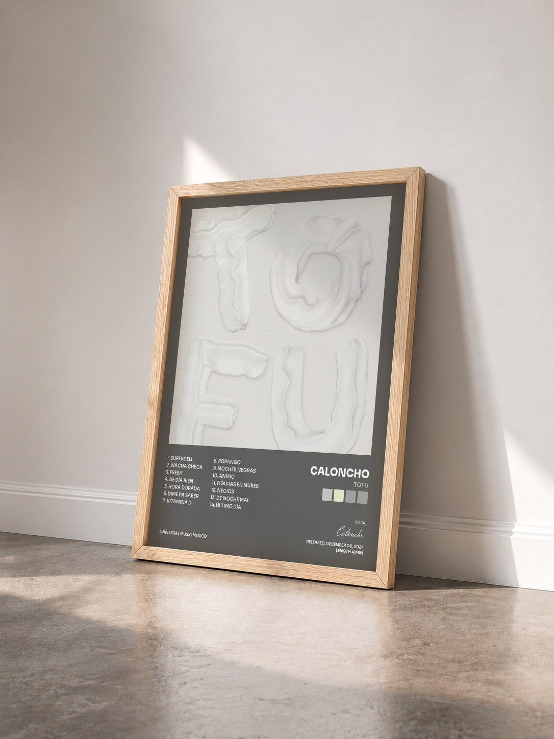 #bois Tableau de l'album Tofu de Caloncho vu de trois quarts, cadre en bois brut
