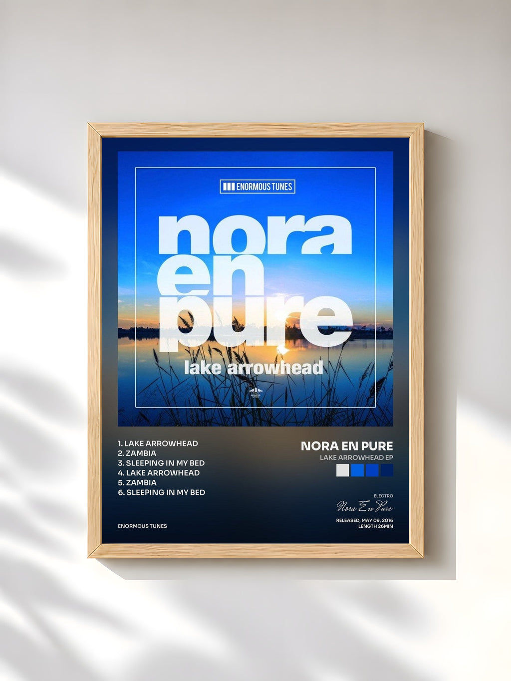 #bois Tableau de l'album Lake Arrowhead EP de Nora En Pure, cadre en bois brut, imprimé et encadré en France