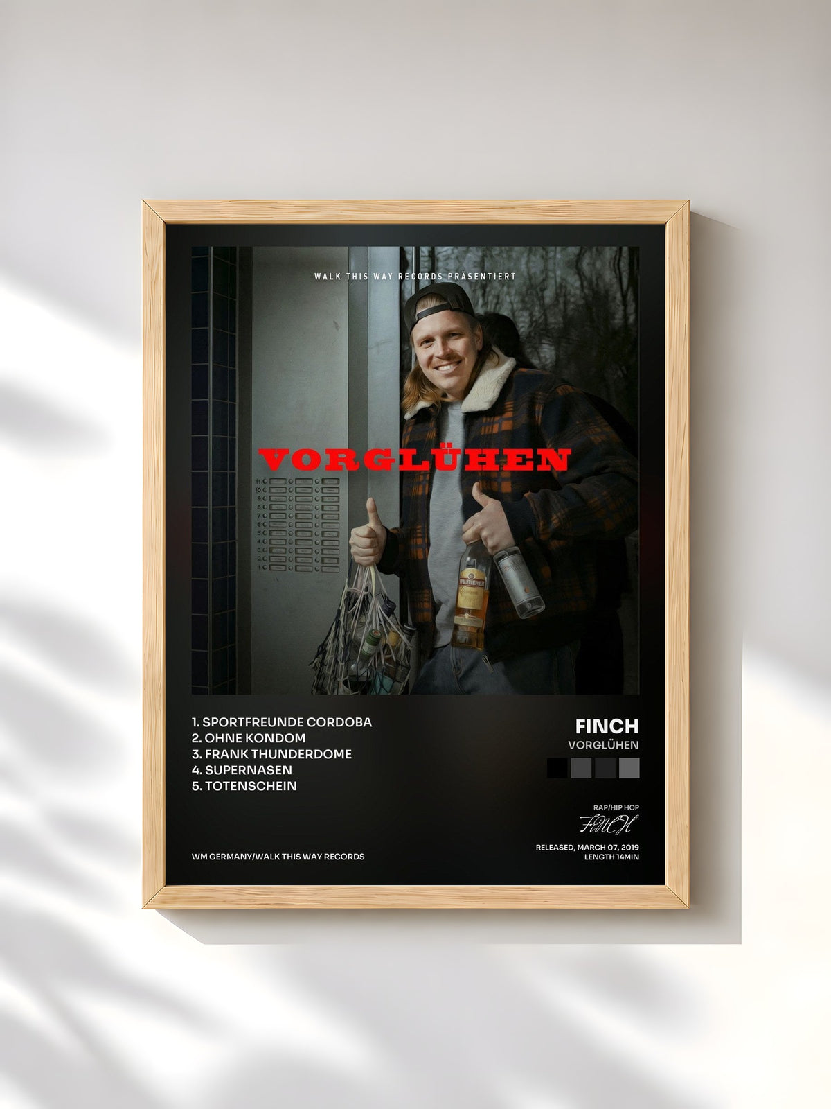 #bois Tableau de l'album Vorglühen de FiNCH, cadre en bois brut, imprimé et encadré en France