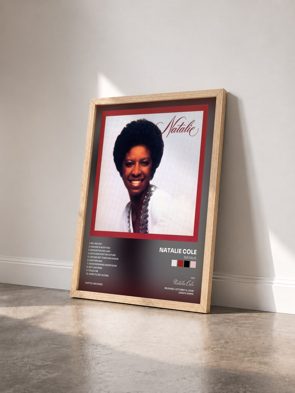 #bois Tableau de l'album Natalie de Natalie Cole vu de trois quarts, cadre en bois brut