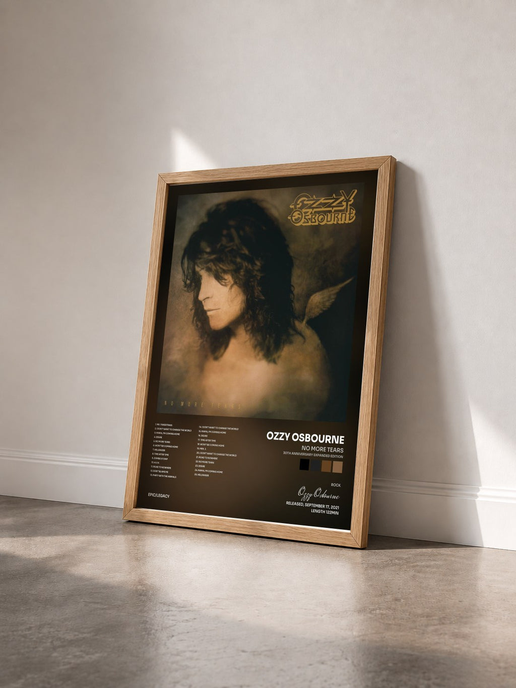 #bois Tableau de l'album No More Tears (30th Anniversary Expanded Edition) de Ozzy Osbourne vu de trois quarts, cadre en bois brut
