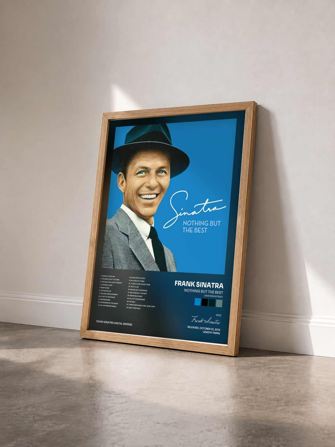 #bois Tableau de l'album Nothing But The Best (2008 Remastered) de Frank Sinatra vu de trois quarts, cadre en bois brut