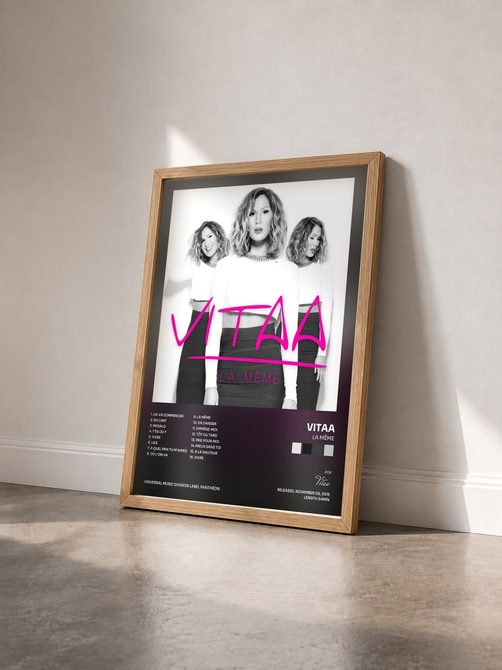 #bois Tableau de l'album La même de Vitaa vu de trois quarts, cadre en bois brut