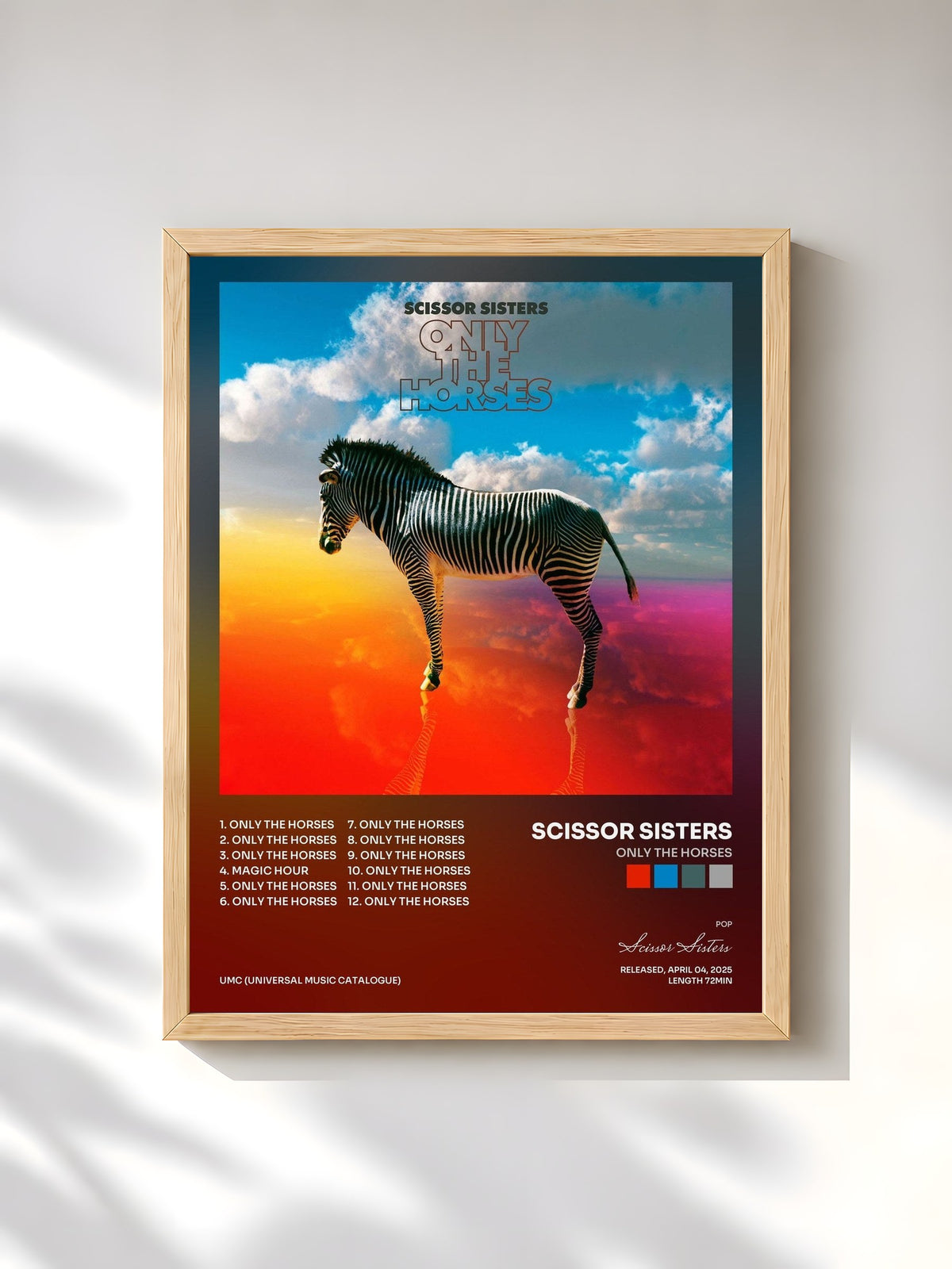 #bois Tableau de l'album Only The Horses de Scissor Sisters, cadre en bois brut, imprimé et encadré en France