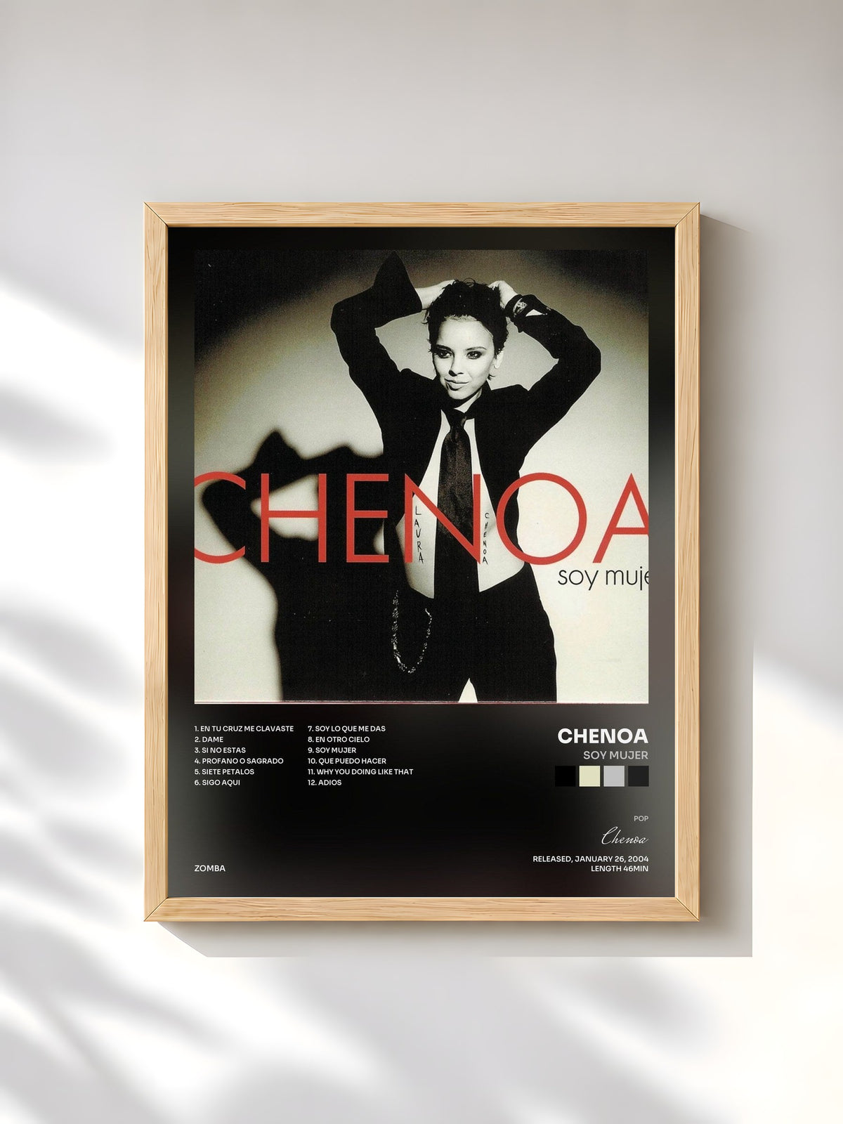 #bois Tableau de l'album Soy Mujer de Chenoa, cadre en bois brut, imprimé et encadré en France