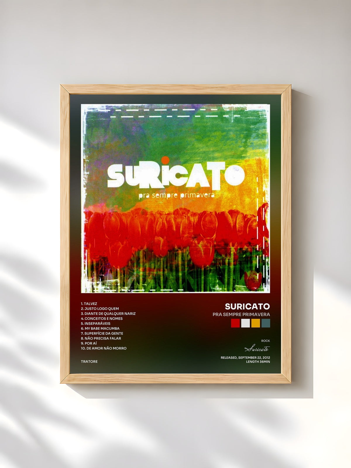 #bois Tableau de l'album Pra Sempre Primavera de Suricato, cadre en bois brut, imprimé et encadré en France