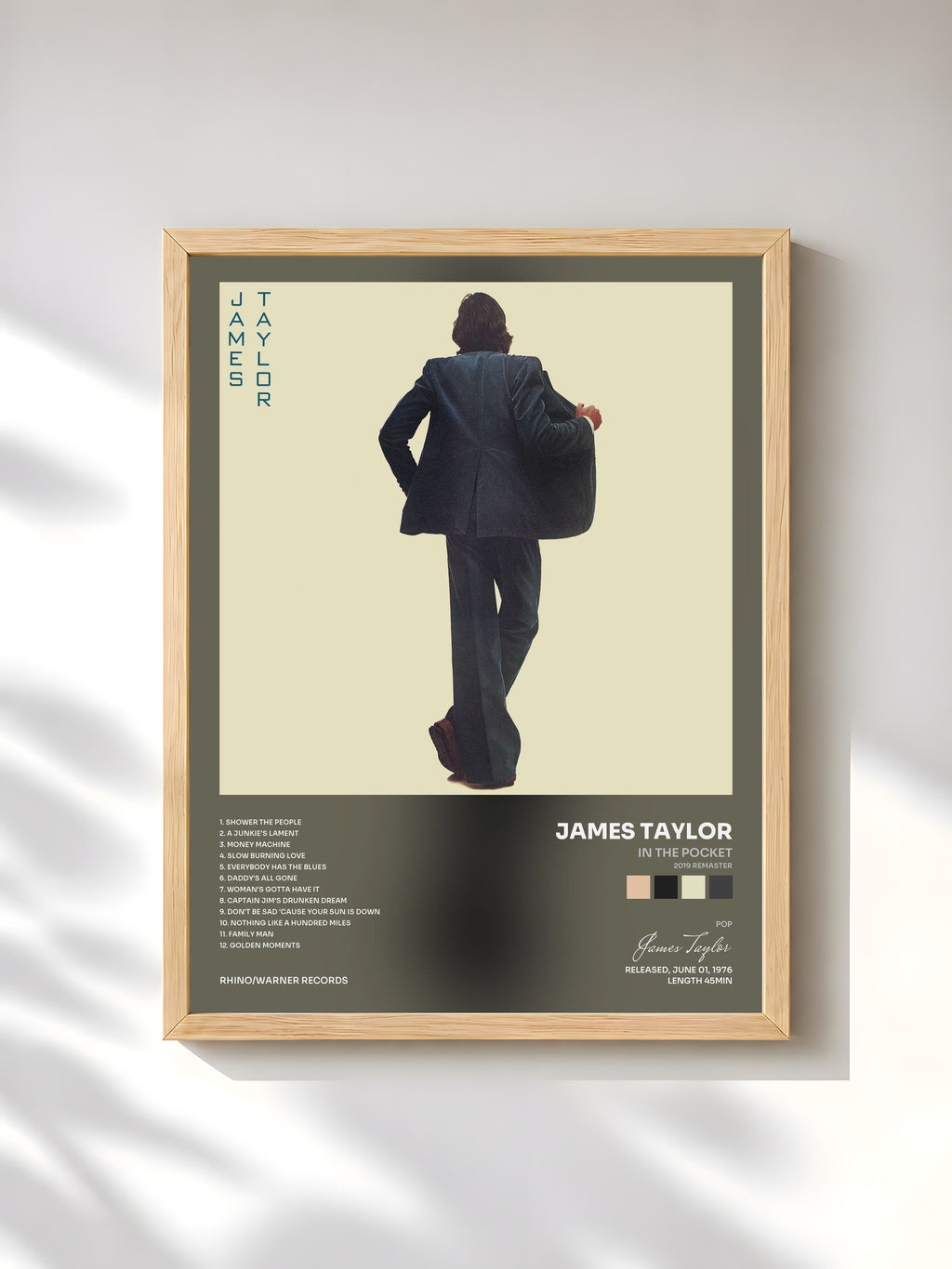 #bois Tableau de l'album In the Pocket (2019 Remaster) de James Taylor, cadre en bois brut, imprimé et encadré en France
