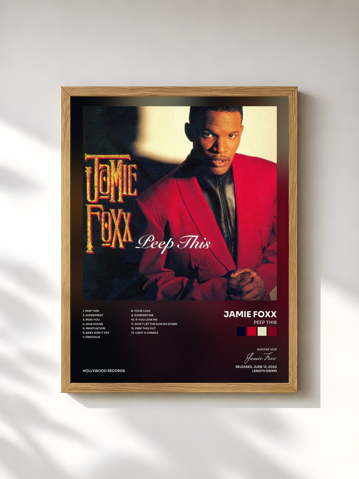 #bois Tableau de l'album Peep This de Jamie Foxx, cadre en bois brut, imprimé et encadré en France