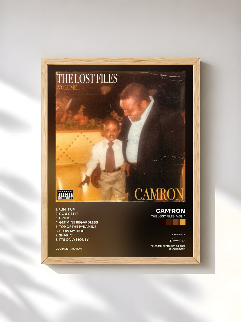 #bois Tableau de l'album The Lost Files: Vol. 1 de Cam'ron, cadre en bois brut, imprimé et encadré en France